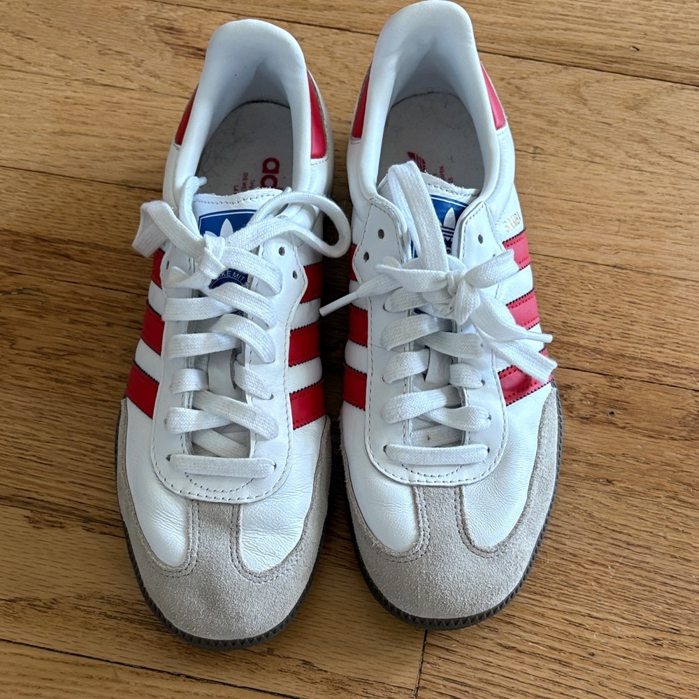 Adidas White and Red OG Sambas